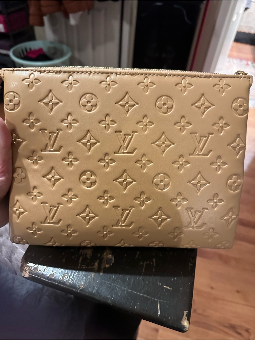 Luxury Beige Vernis Monogram Clutch/ Crossbody